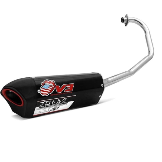 Escapamento TORK V3 Fazer 250 2010 ATÉ 2014 Aluminio Preto